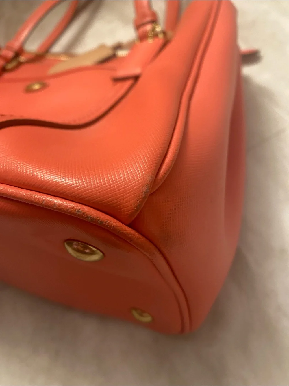 Coach Coral/Peach Leather Triple-Zip Tote